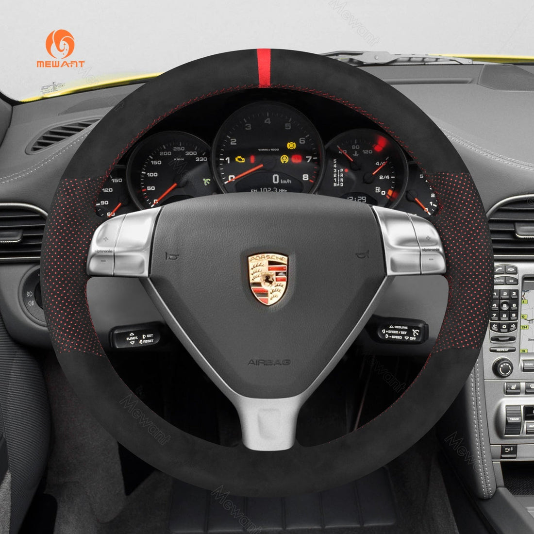 MEWANT Steering Wheel Cover for Porsche 911 997 Boxster Cayman 987 2005-2009