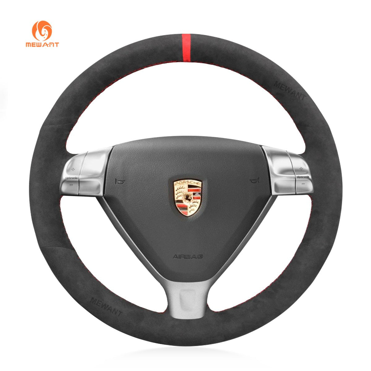 MEWANT Steering Wheel Cover for Porsche 911 997 Boxster Cayman 987 2005 - 2009 - Alcantara, Leather, Carbon Fiber, Easy Install, Non - Slip, Best Steering Wheel Cover