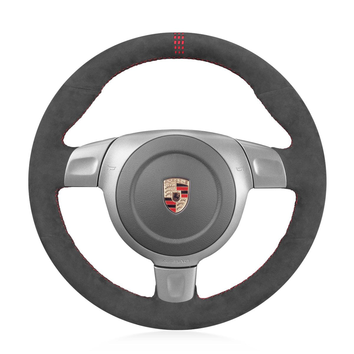 MEWANT Steering Wheel Cover for Porsche 911 997 Boxster Cayman 987 2005 - 2009 - Alcantara, Leather, Carbon Fiber, Easy Install, Non - Slip, Best Steering Wheel Cover