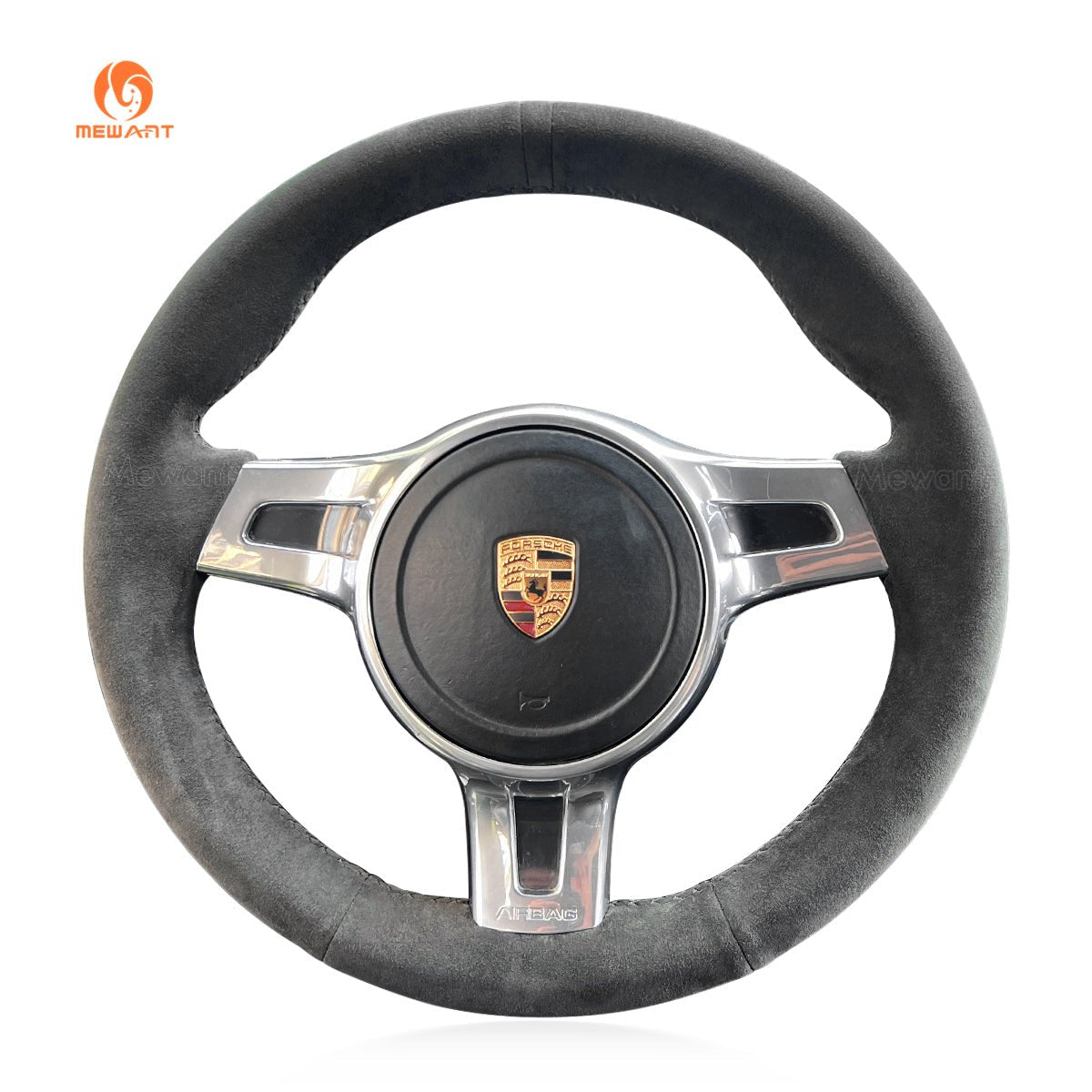 MEWANT Steering Wheel Cover for Porsche 911 Boxster Cayman 981 Cayenne Panamera 2009 - 2016 - Alcantara, Leather, Carbon Fiber, Easy Install, Non - Slip, Best Steering Wheel Cover