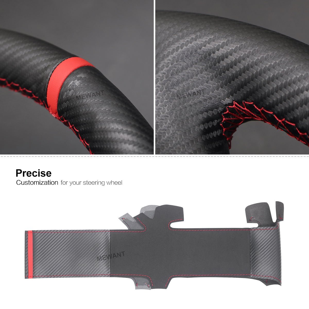 MEWANT Steering Wheel Cover for Porsche Cayenne 2003 - 2010 - Alcantara, Leather, Carbon Fiber, Easy Install, Non - Slip, Best Steering Wheel Cover