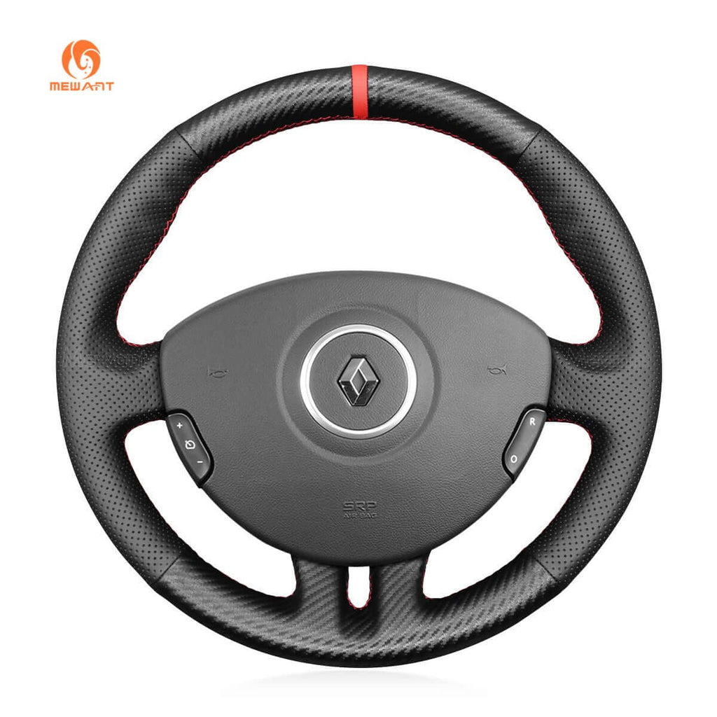MEWANT Steering Wheel Cover for Renault Clio 3 2005 - 2012 - Alcantara, Leather, Carbon Fiber, Easy Install, Non - Slip, Best Steering Wheel Cover