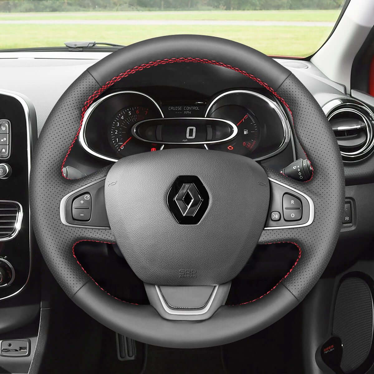MEWANT Steering Wheel Cover for Renault Clio 4 IV Captur Kaptur 2016 - 2020 - Alcantara, Leather, Carbon Fiber, Easy Install, Non - Slip, Best Steering Wheel Cover