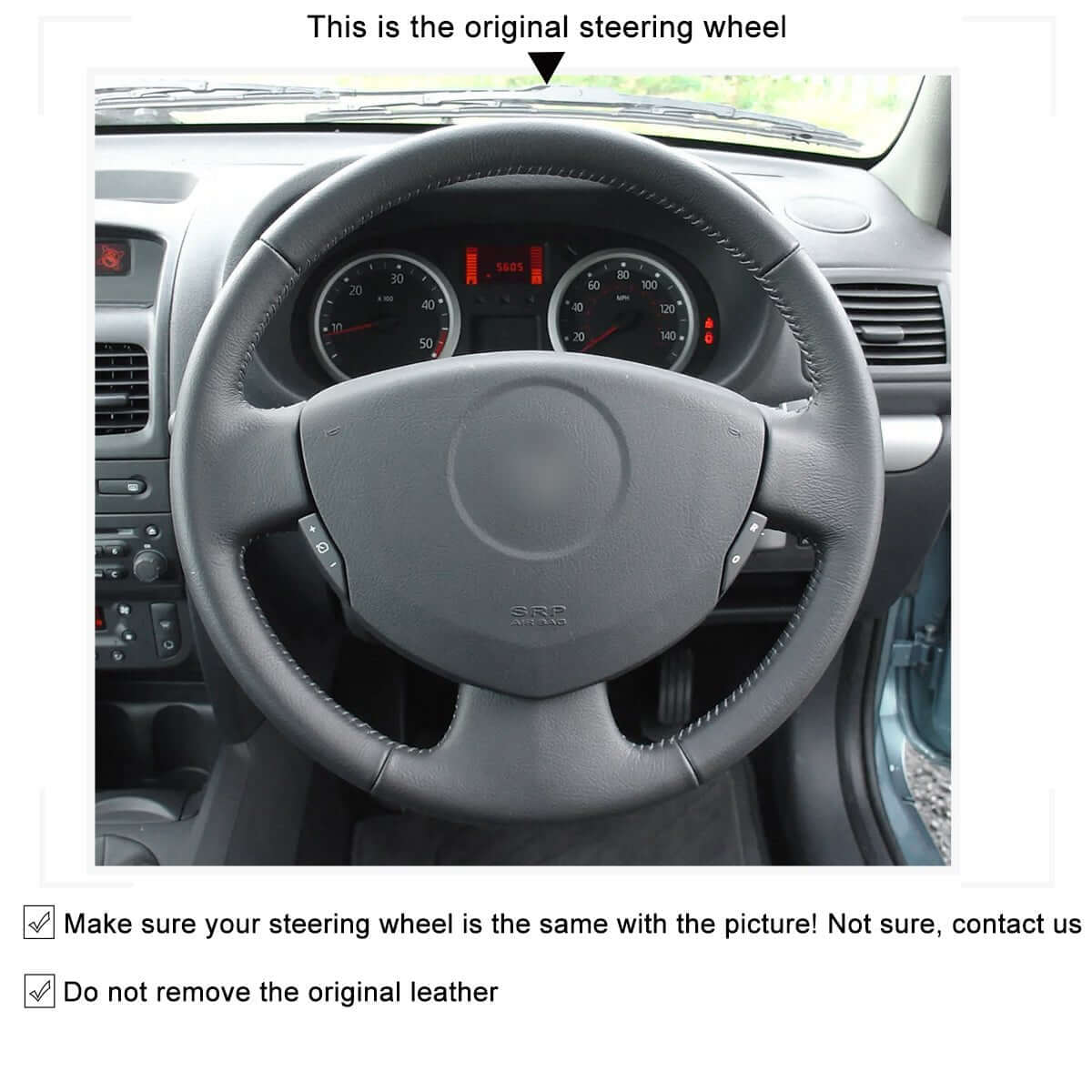 MEWANT Steering Wheel Cover for Renault / Dacia Clio Twingo Sandero 2001 - 2014 - Alcantara, Leather, Carbon Fiber, Easy Install, Non - Slip, Best Steering Wheel Cover