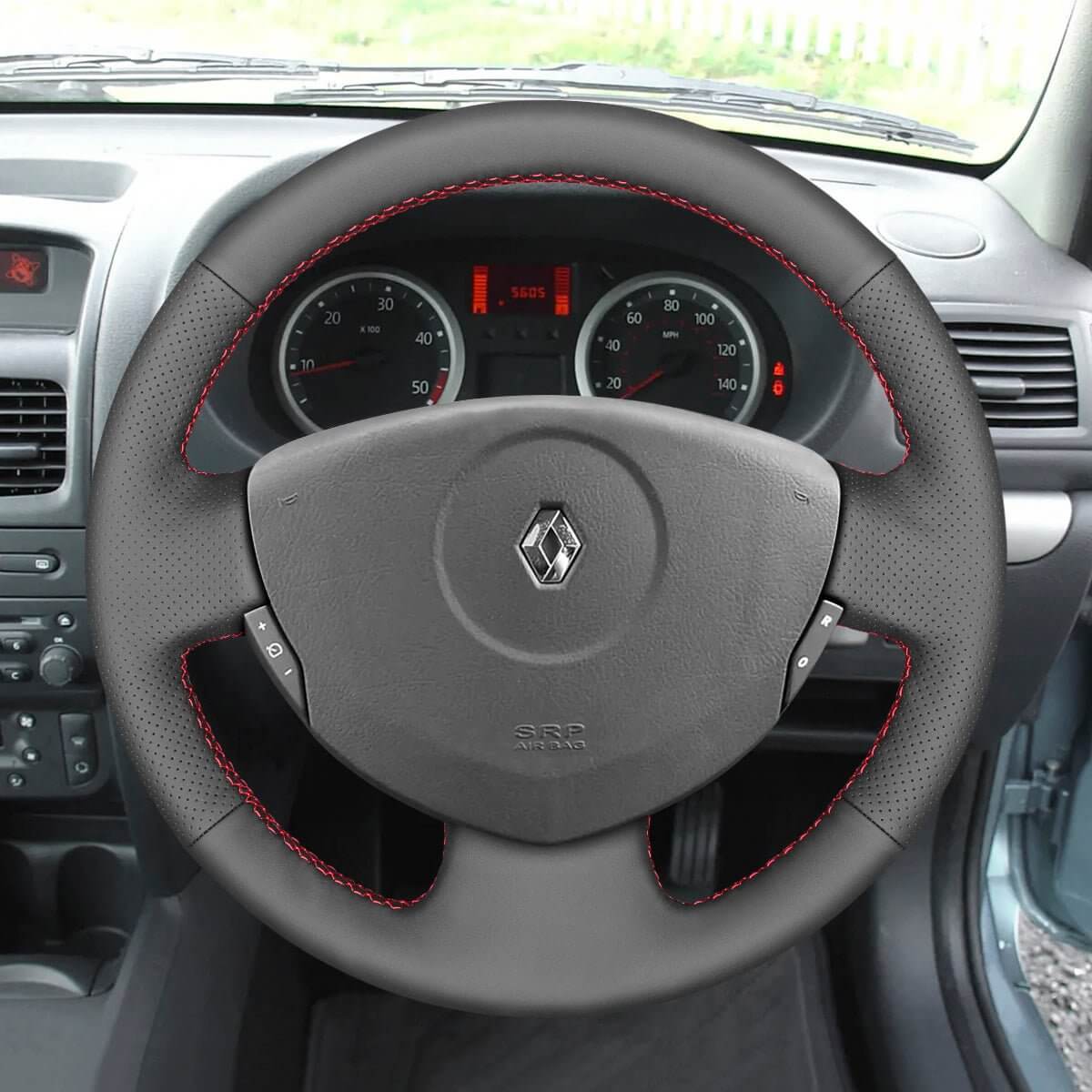 MEWANT Steering Wheel Cover for Renault / Dacia Clio Twingo Sandero 2001 - 2014 - Alcantara, Leather, Carbon Fiber, Easy Install, Non - Slip, Best Steering Wheel Cover