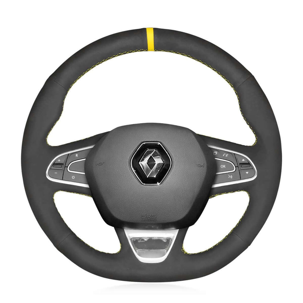 MEWANT Steering Wheel Cover for Renault Kadjar Koleos Megane Talisman Scenic Espace 2015 - 2019 - Alcantara, Leather, Carbon Fiber, Easy Install, Non - Slip, Best Steering Wheel Cover