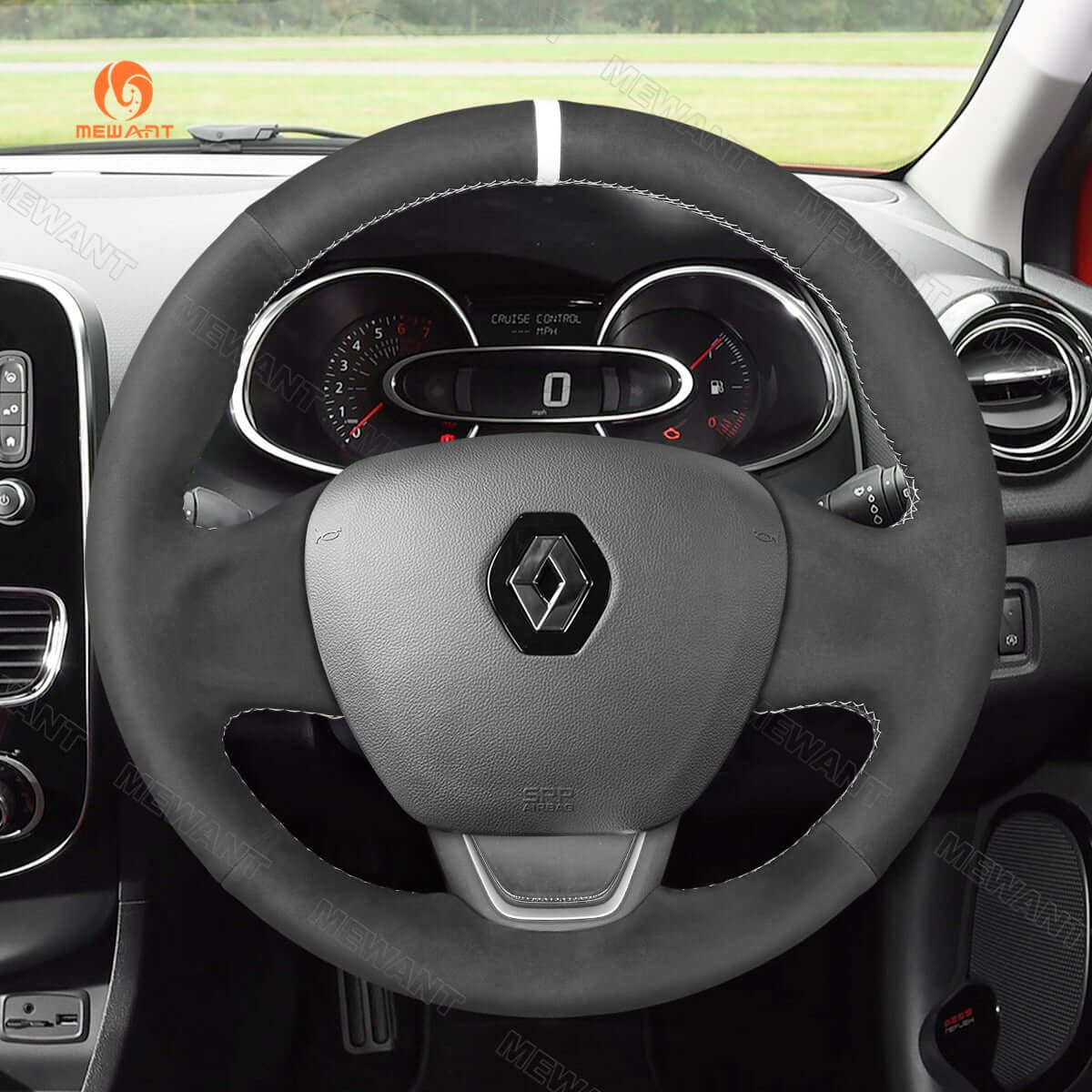 MEWANT Steering Wheel Cover for Renault Kaptur Captur 2016 - 2020 - Alcantara, Leather, Carbon Fiber, Easy Install, Non - Slip, Best Steering Wheel Cover