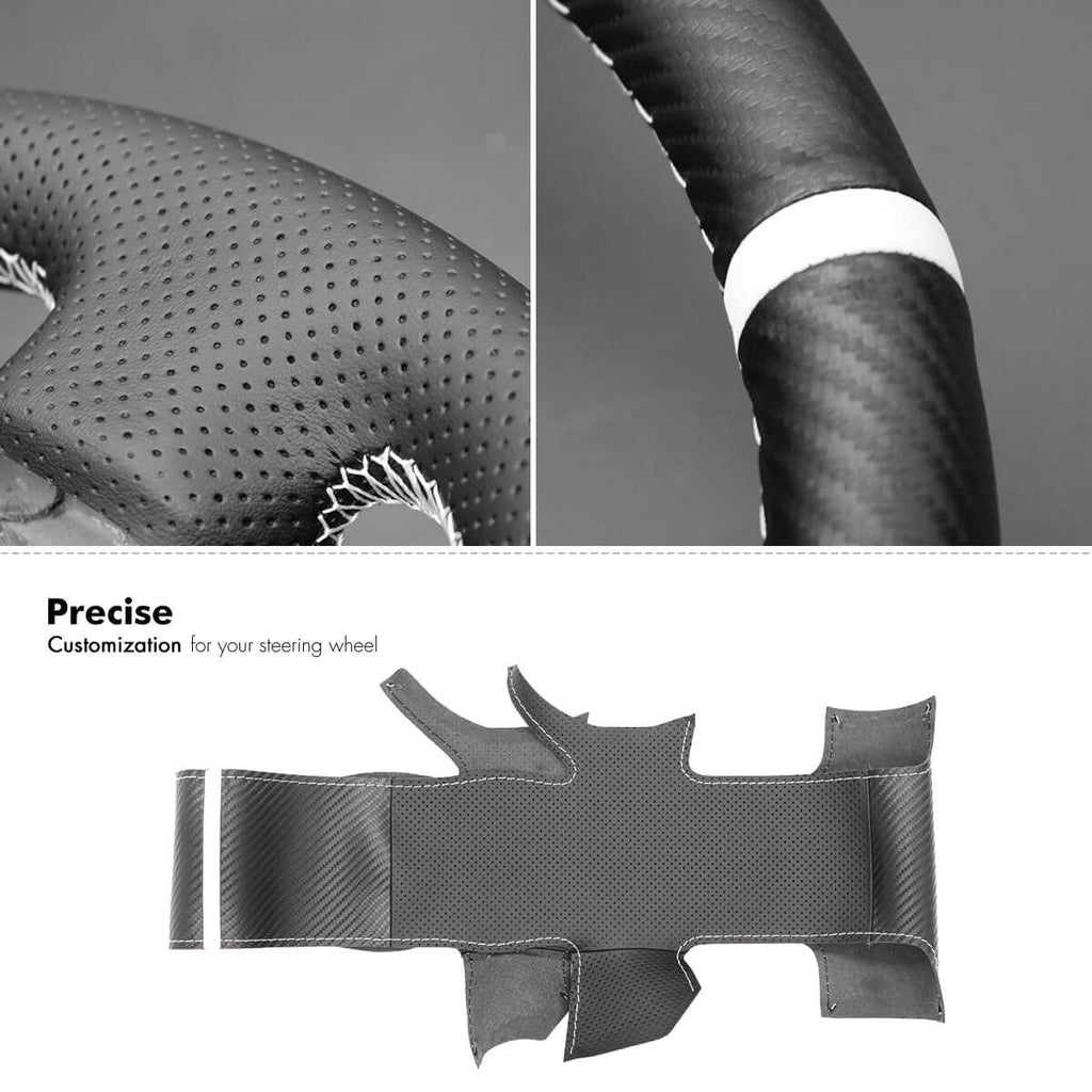 MEWANT Steering Wheel Cover for Renault Megane Scenic2 Grand Scenic Kangoo 2002 - 2013 - Alcantara, Leather, Carbon Fiber, Easy Install, Non - Slip, Best Steering Wheel Cover