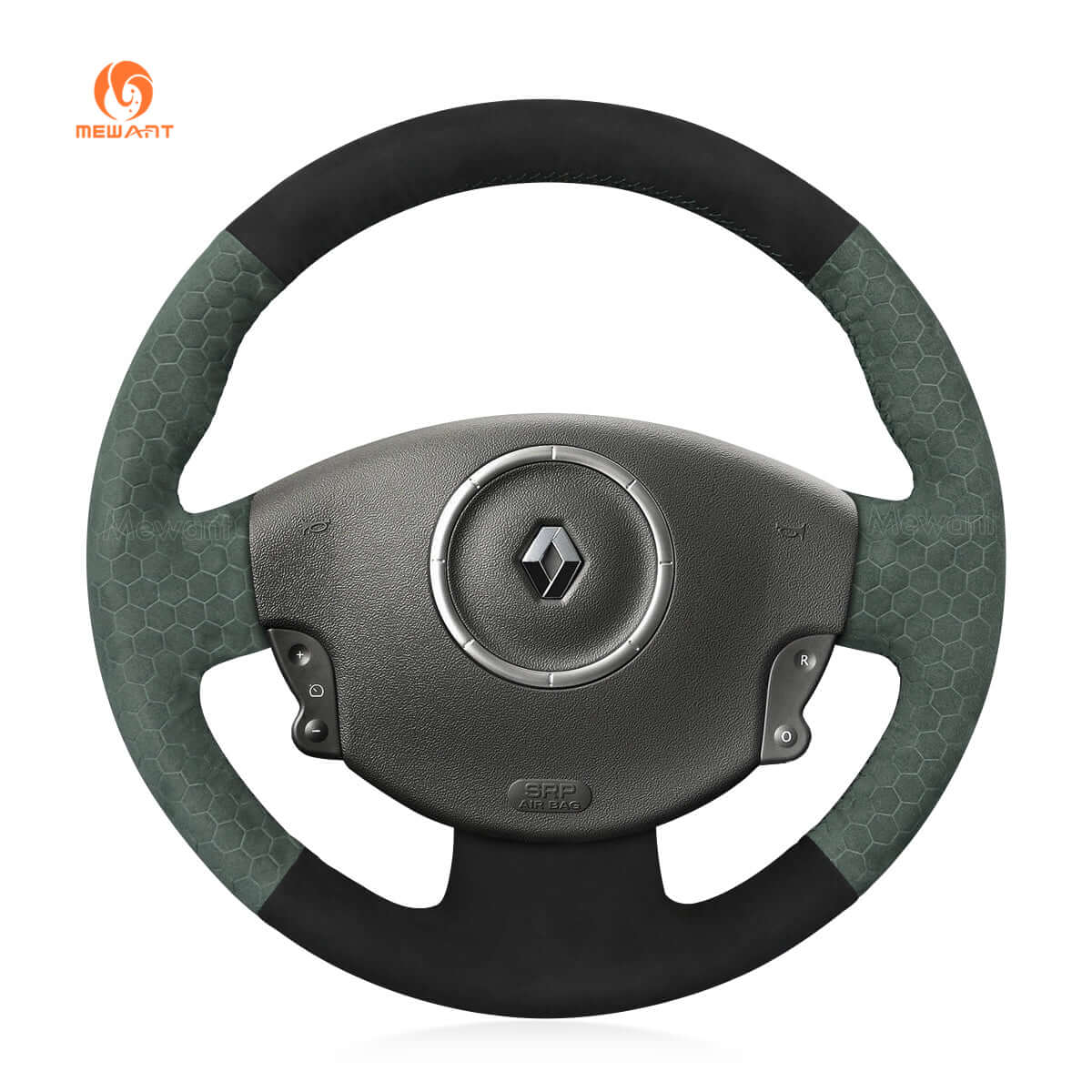 MEWANT Steering Wheel Cover for Renault Megane Scenic2 Grand Scenic Kangoo 2002 - 2013 - Alcantara, Leather, Carbon Fiber, Easy Install, Non - Slip, Best Steering Wheel Cover