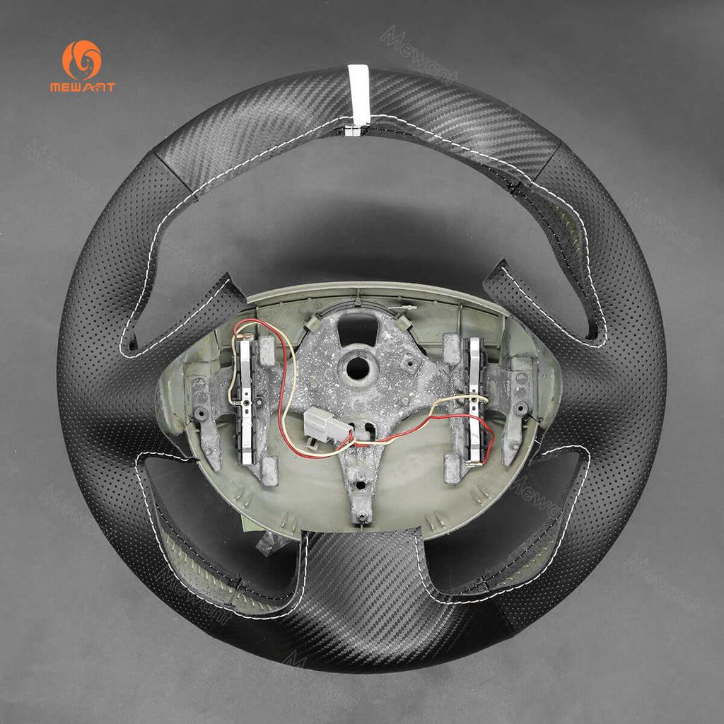 MEWANT Steering Wheel Cover for Renault Megane Scenic2 Grand Scenic Kangoo 2002 - 2013 - Alcantara, Leather, Carbon Fiber, Easy Install, Non - Slip, Best Steering Wheel Cover