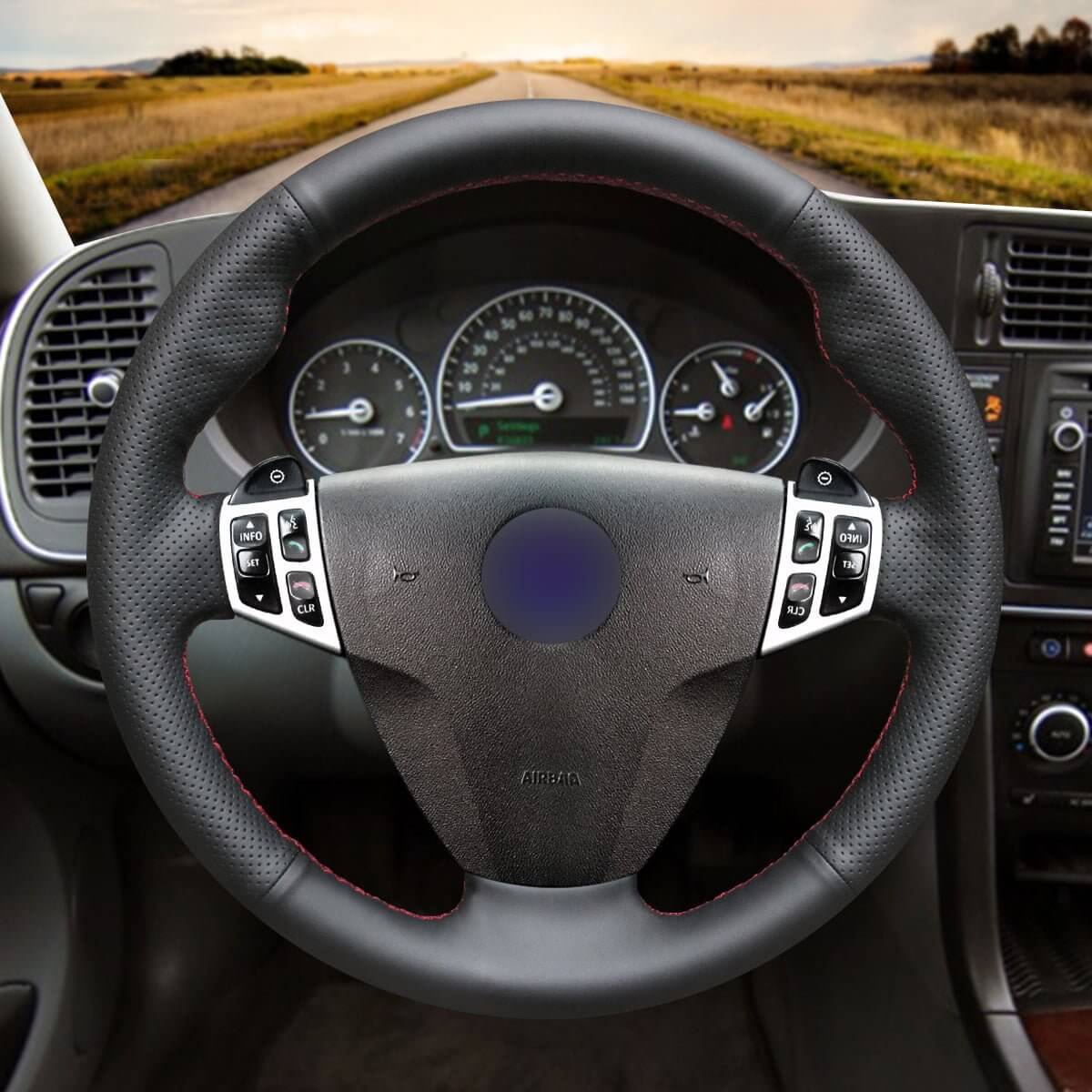 MEWANT Steering Wheel Cover for Saab 9 - 3 9 - 5 2006 - 2011 - Alcantara, Leather, Carbon Fiber, Easy Install, Non - Slip, Best Steering Wheel Cover