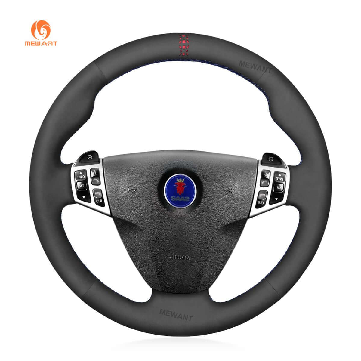 MEWANT Steering Wheel Cover for Saab 9 - 3 9 - 5 2006 - 2011 - Alcantara, Leather, Carbon Fiber, Easy Install, Non - Slip, Best Steering Wheel Cover
