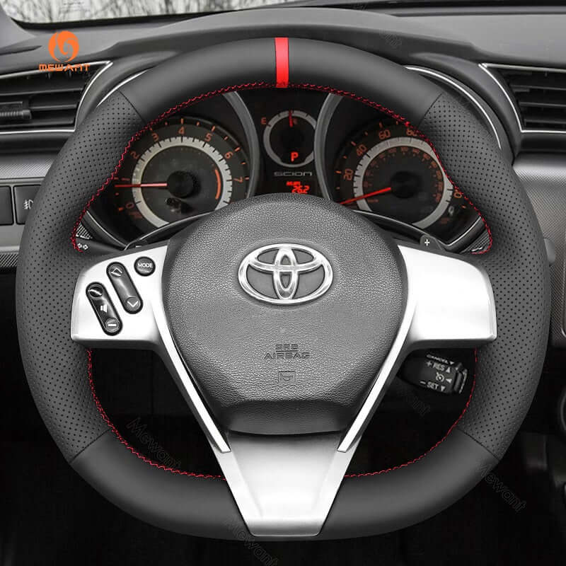 MEWANT Steering Wheel Cover for Scion tC 2010 - 2016 - Alcantara, Leather, Carbon Fiber, Easy Install, Non - Slip, Best Steering Wheel Cover