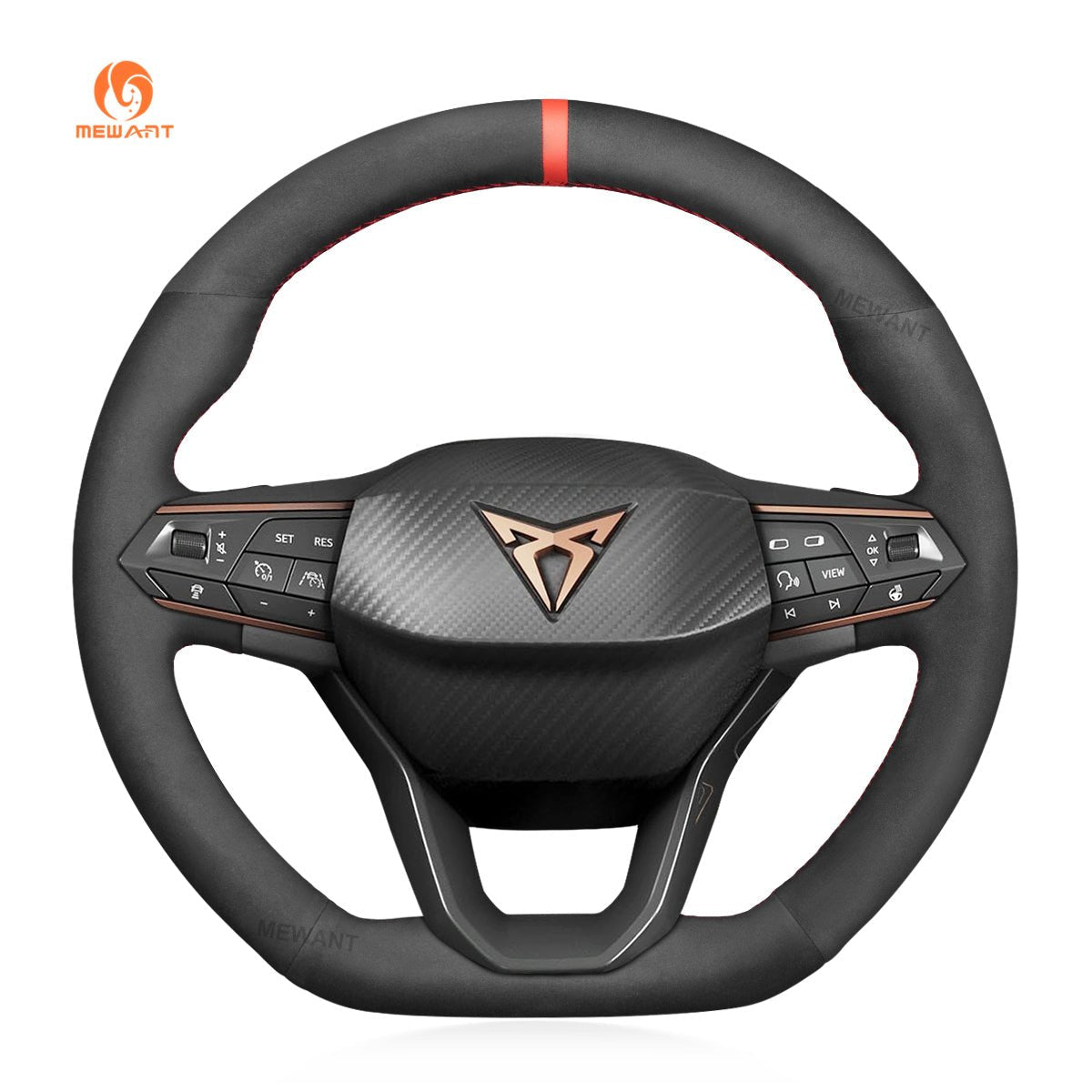 MEWANT Steering Wheel Cover for Seat Cupra Leon 2020 - 2021 - Alcantara, Leather, Carbon Fiber, Easy Install, Non - Slip, Best Steering Wheel Cover