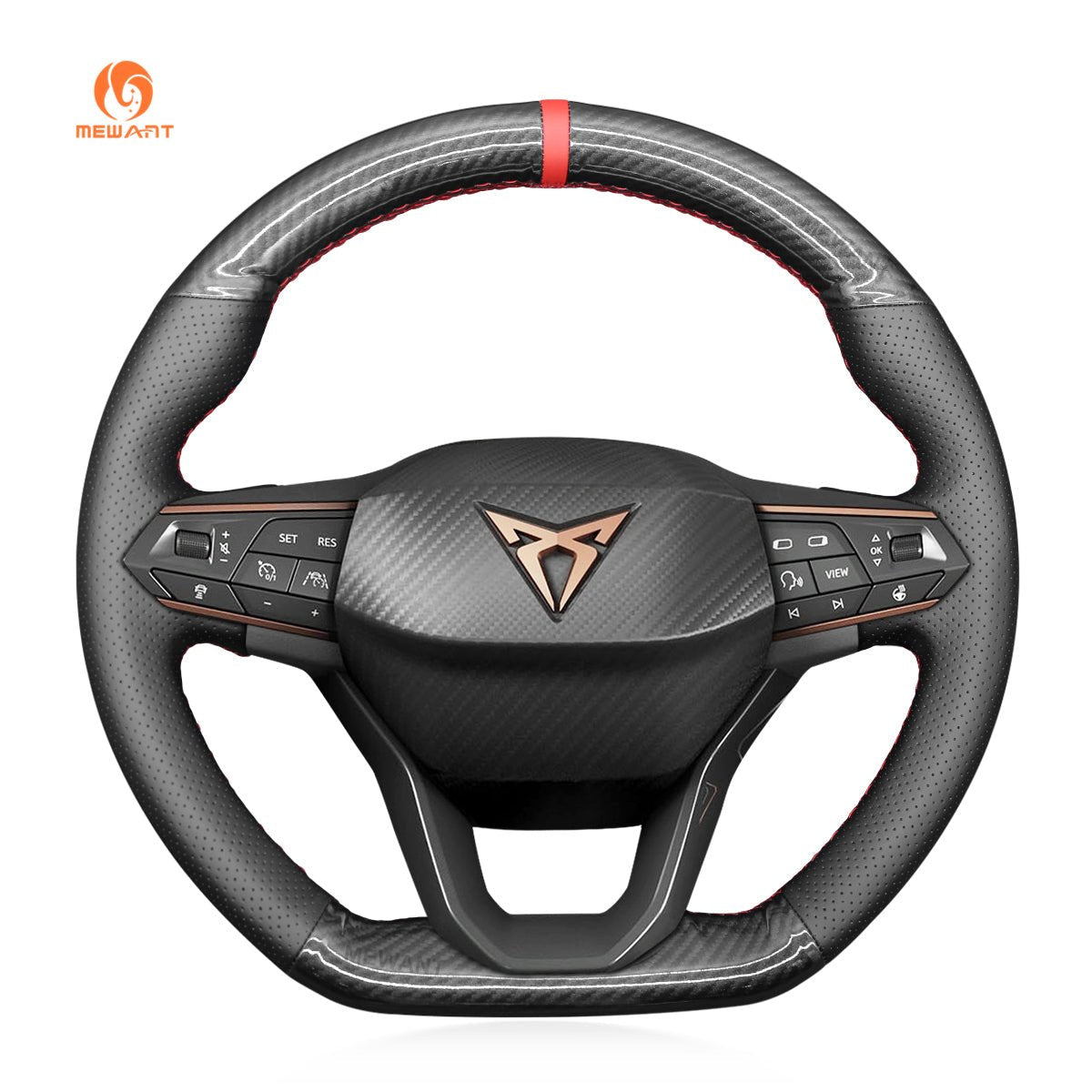 MEWANT Steering Wheel Cover for Seat Cupra Leon 2020 - 2021 - Alcantara, Leather, Carbon Fiber, Easy Install, Non - Slip, Best Steering Wheel Cover