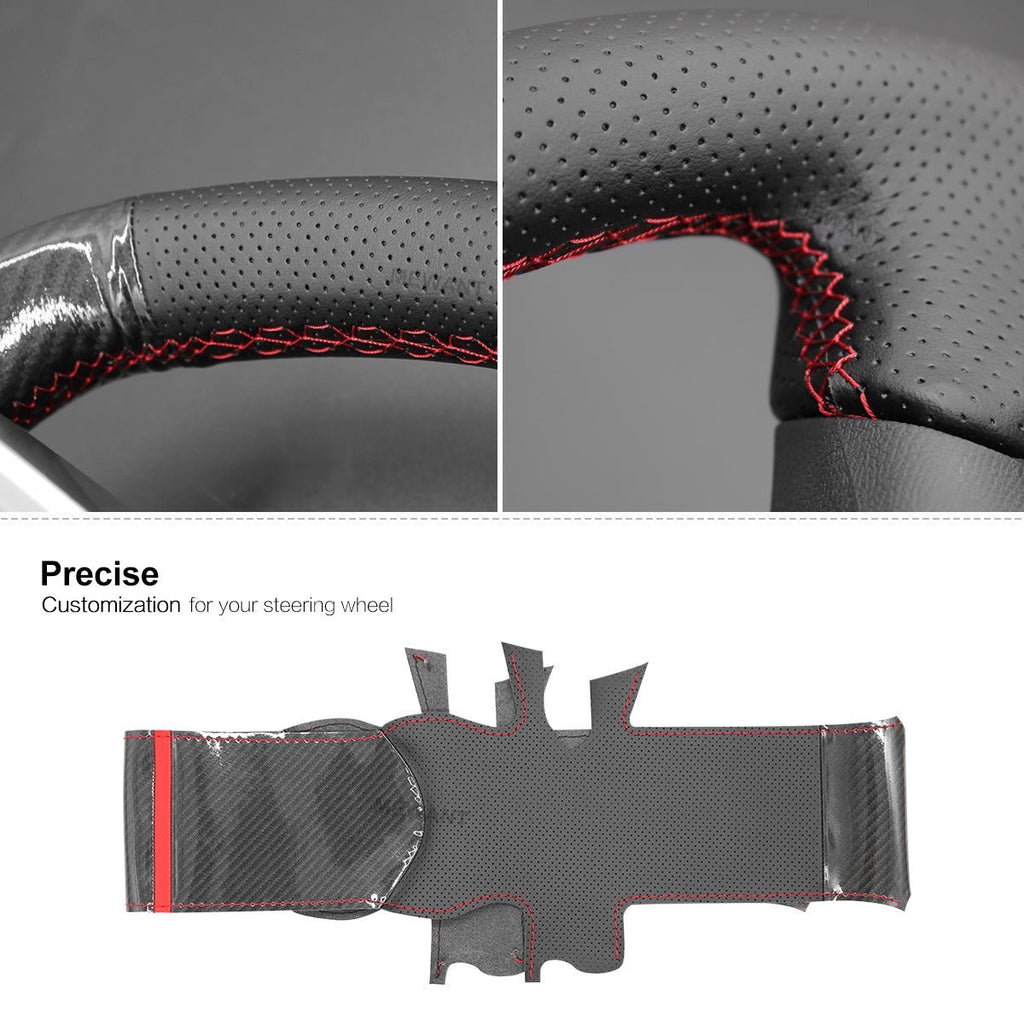 MEWANT Steering Wheel Cover for Seat Cupra Leon 2020 - 2021 - Alcantara, Leather, Carbon Fiber, Easy Install, Non - Slip, Best Steering Wheel Cover