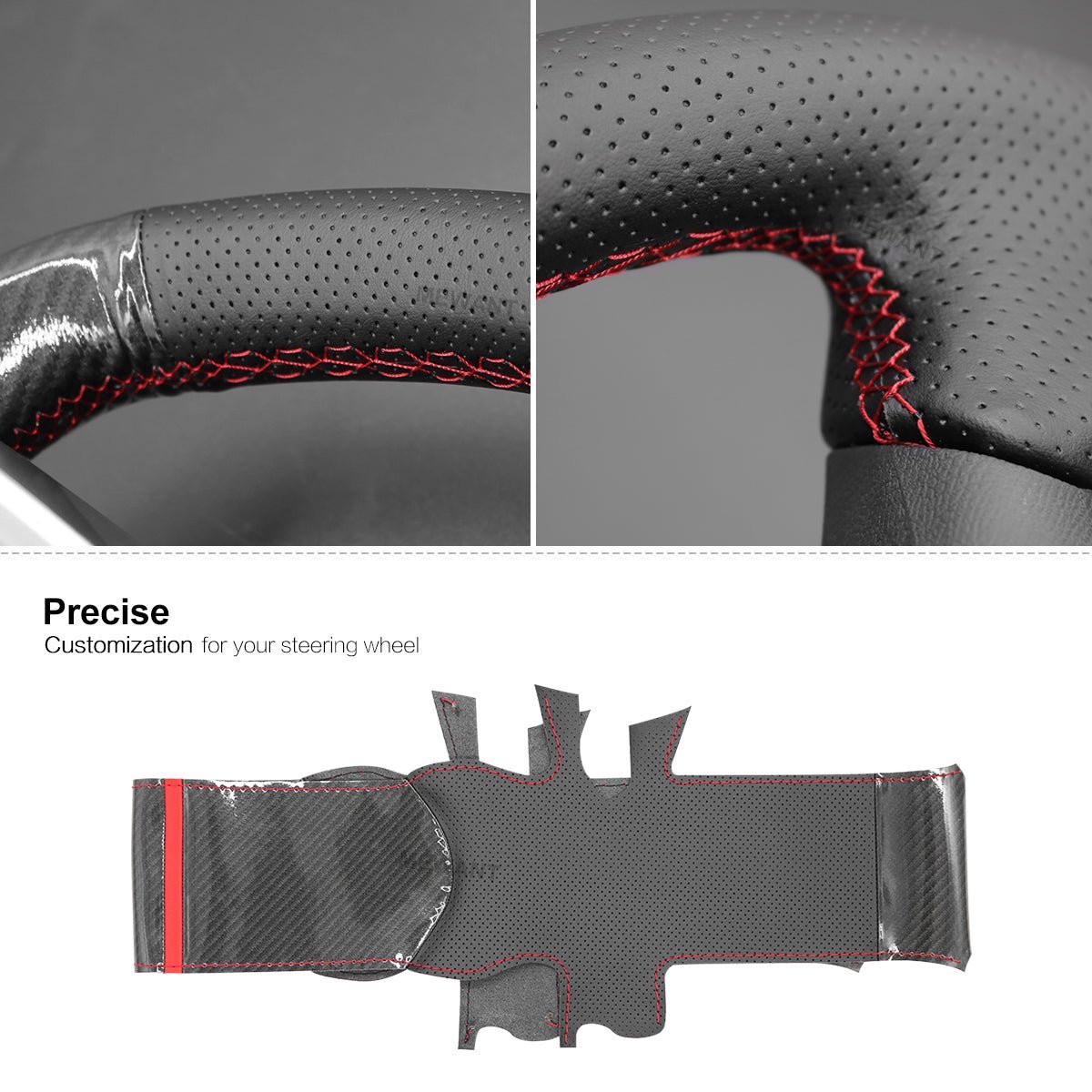 MEWANT Steering Wheel Cover for Seat Cupra Leon 2020 - 2021 - Alcantara, Leather, Carbon Fiber, Easy Install, Non - Slip, Best Steering Wheel Cover