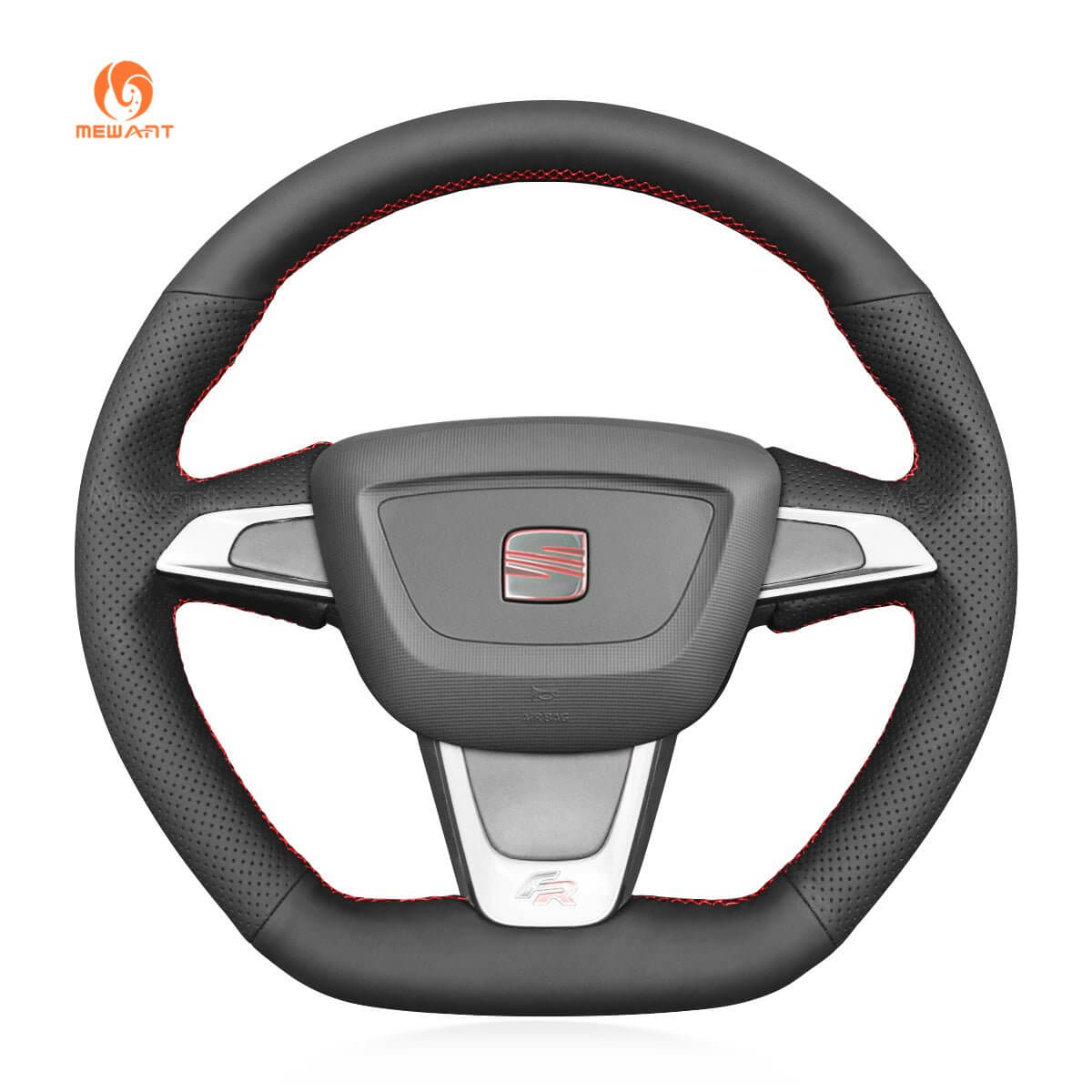 MEWANT Steering Wheel Cover for Seat Ibiza 6J FR|CUPRA Mii FR 2012 - 2020 - Alcantara, Leather, Carbon Fiber, Easy Install, Non - Slip, Best Steering Wheel Cover