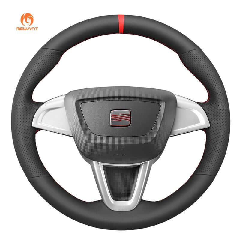 MEWANT Steering Wheel Cover for Seat Ibiza 6J Mii 2012 - 2020 - Alcantara, Leather, Carbon Fiber, Easy Install, Non - Slip, Best Steering Wheel Cover