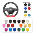 MEWANT Steering Wheel Cover for Seat Leon 2020 - 2021 Ateca 2020 - 2021 Tarraco 2020 - 2021 - Alcantara, Leather, Carbon Fiber, Easy Install, Non - Slip, Best Steering Wheel Cover