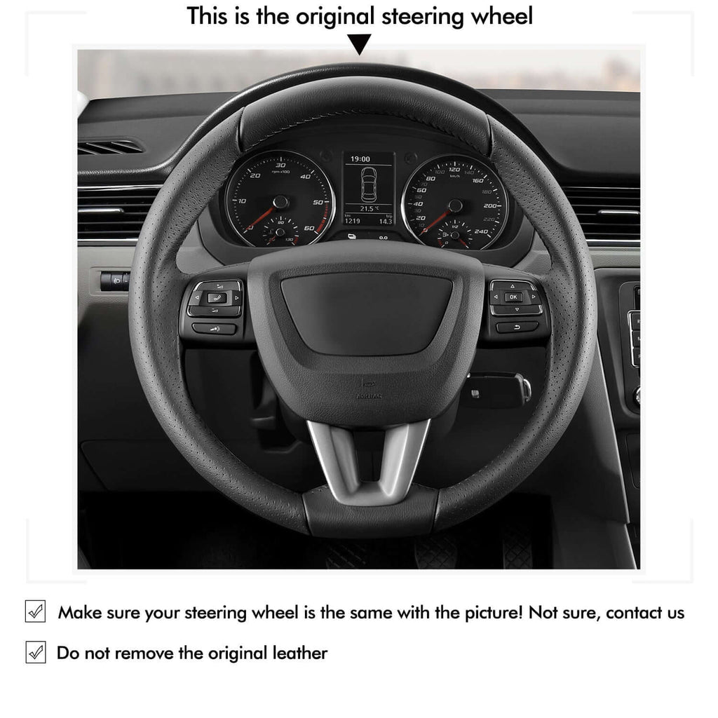 MEWANT Steering Wheel Cover for Seat Leon Alhambra Toledo Altea 2009 - 2012 - Alcantara, Leather, Carbon Fiber, Easy Install, Non - Slip, Best Steering Wheel Cover