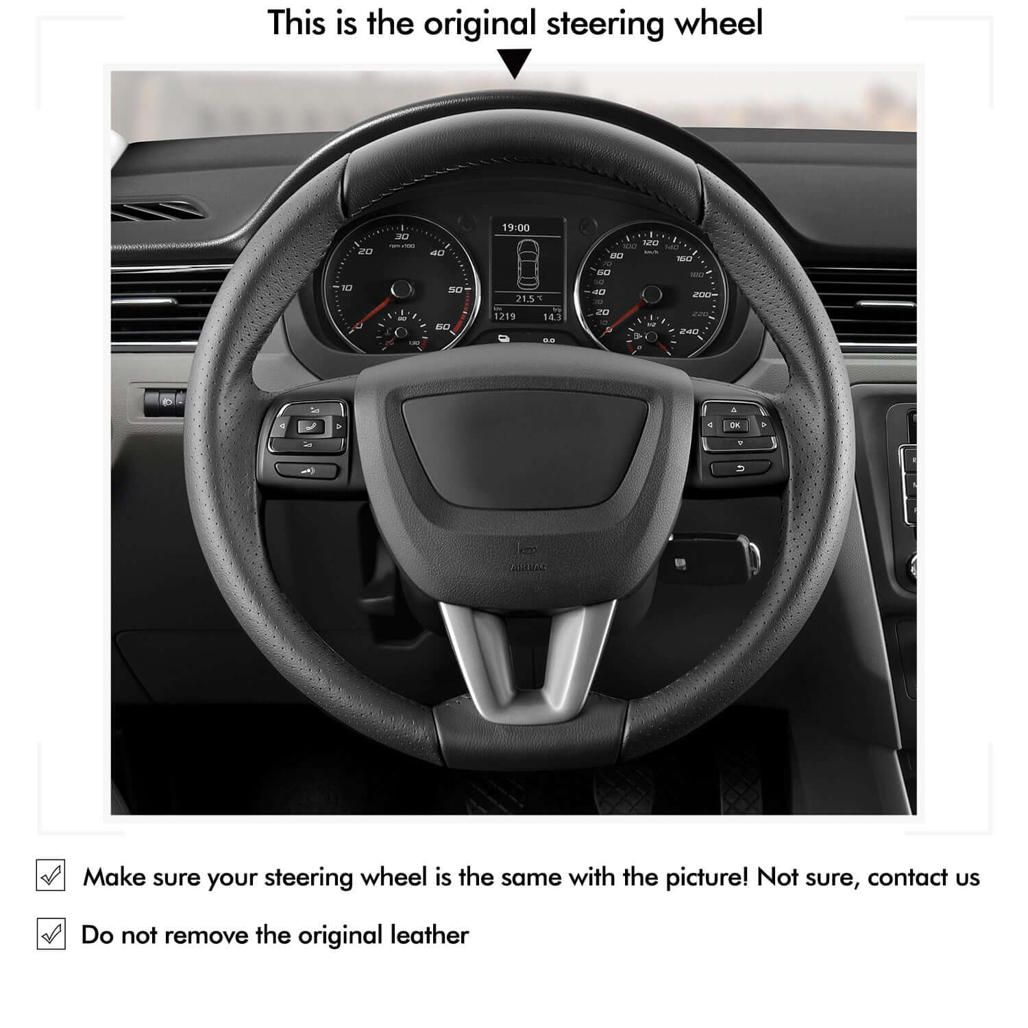 MEWANT Steering Wheel Cover for Seat Leon Alhambra Toledo Altea 2009 - 2012 - Alcantara, Leather, Carbon Fiber, Easy Install, Non - Slip, Best Steering Wheel Cover