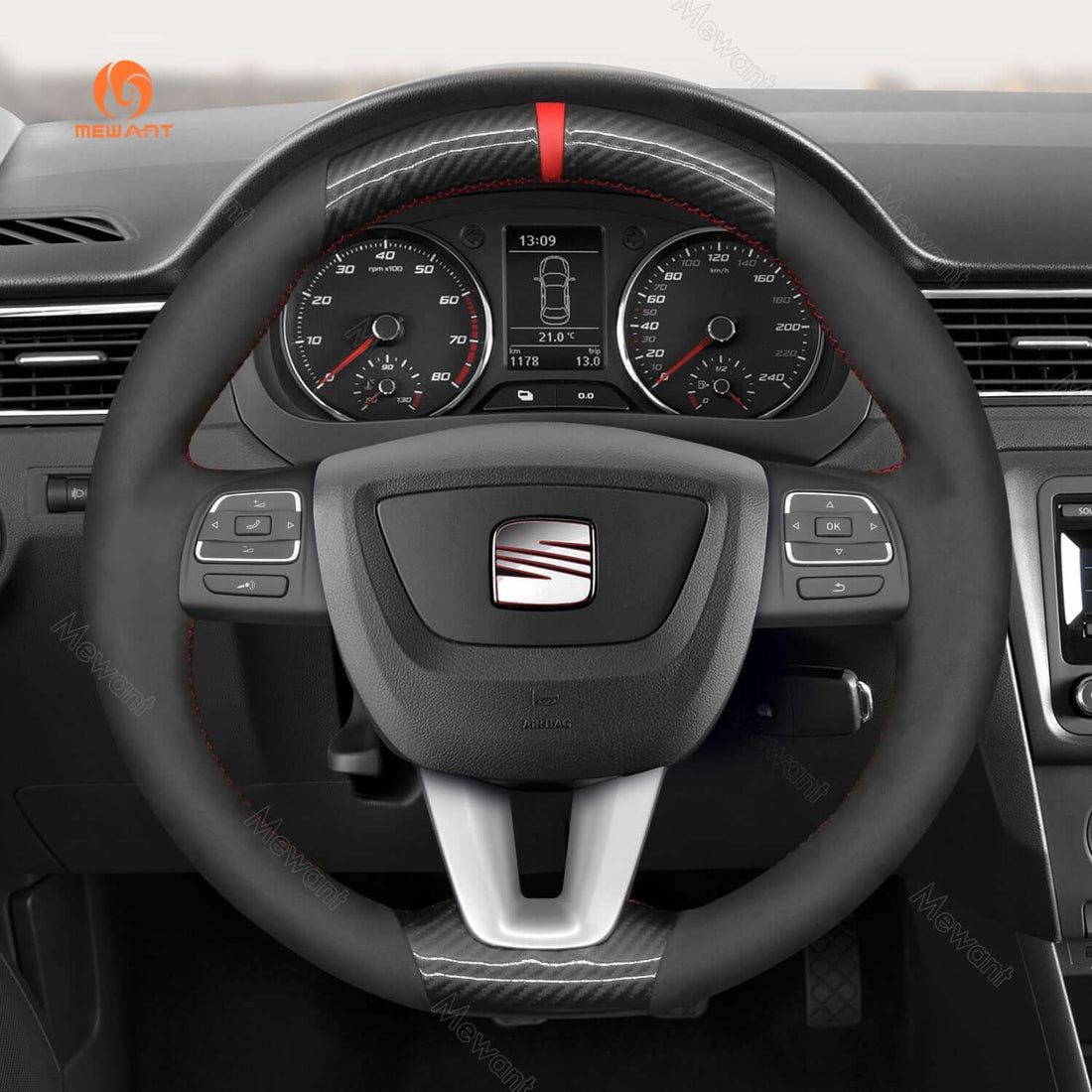 MEWANT Steering Wheel Cover for Seat Leon Alhambra Toledo Altea 2009-2012