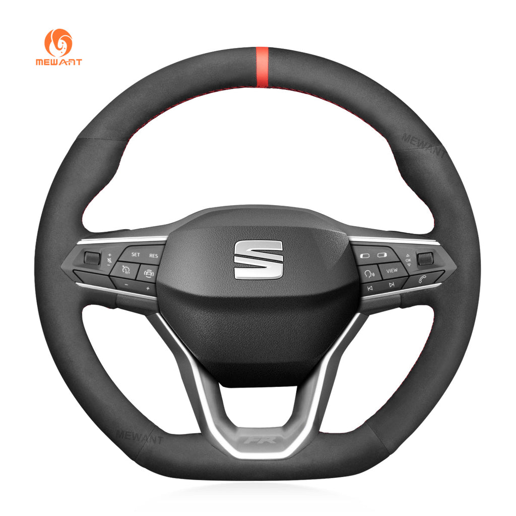 MEWANT Steering Wheel Cover for Seat Leon Ateca Tarraco 2020 - 2021 - Alcantara, Leather, Carbon Fiber, Easy Install, Non - Slip, Best Steering Wheel Cover
