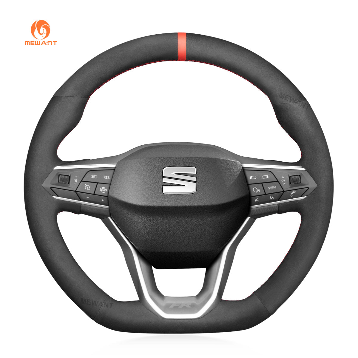 MEWANT Steering Wheel Cover for Seat Leon Ateca Tarraco 2020 - 2021 - Alcantara, Leather, Carbon Fiber, Easy Install, Non - Slip, Best Steering Wheel Cover