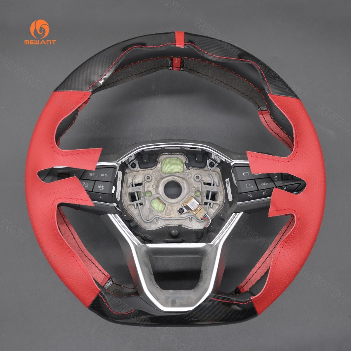 MEWANT Steering Wheel Cover for Seat Leon Ateca Tarraco 2020 - 2021 - Alcantara, Leather, Carbon Fiber, Easy Install, Non - Slip, Best Steering Wheel Cover