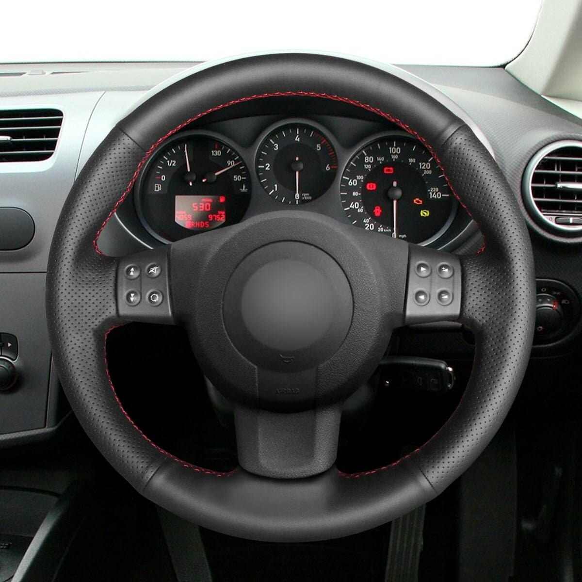 MEWANT Steering Wheel Cover for Seat Leon Ibiza Altea XL Toledo 2004 - 2009 - Alcantara, Leather, Carbon Fiber, Easy Install, Non - Slip, Best Steering Wheel Cover