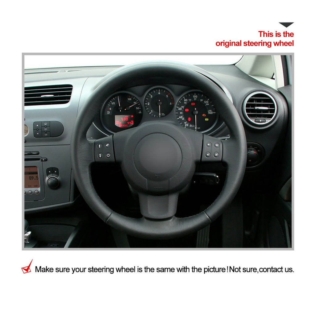 MEWANT Steering Wheel Cover for Seat Leon Ibiza Altea XL Toledo 2004 - 2009 - Alcantara, Leather, Carbon Fiber, Easy Install, Non - Slip, Best Steering Wheel Cover