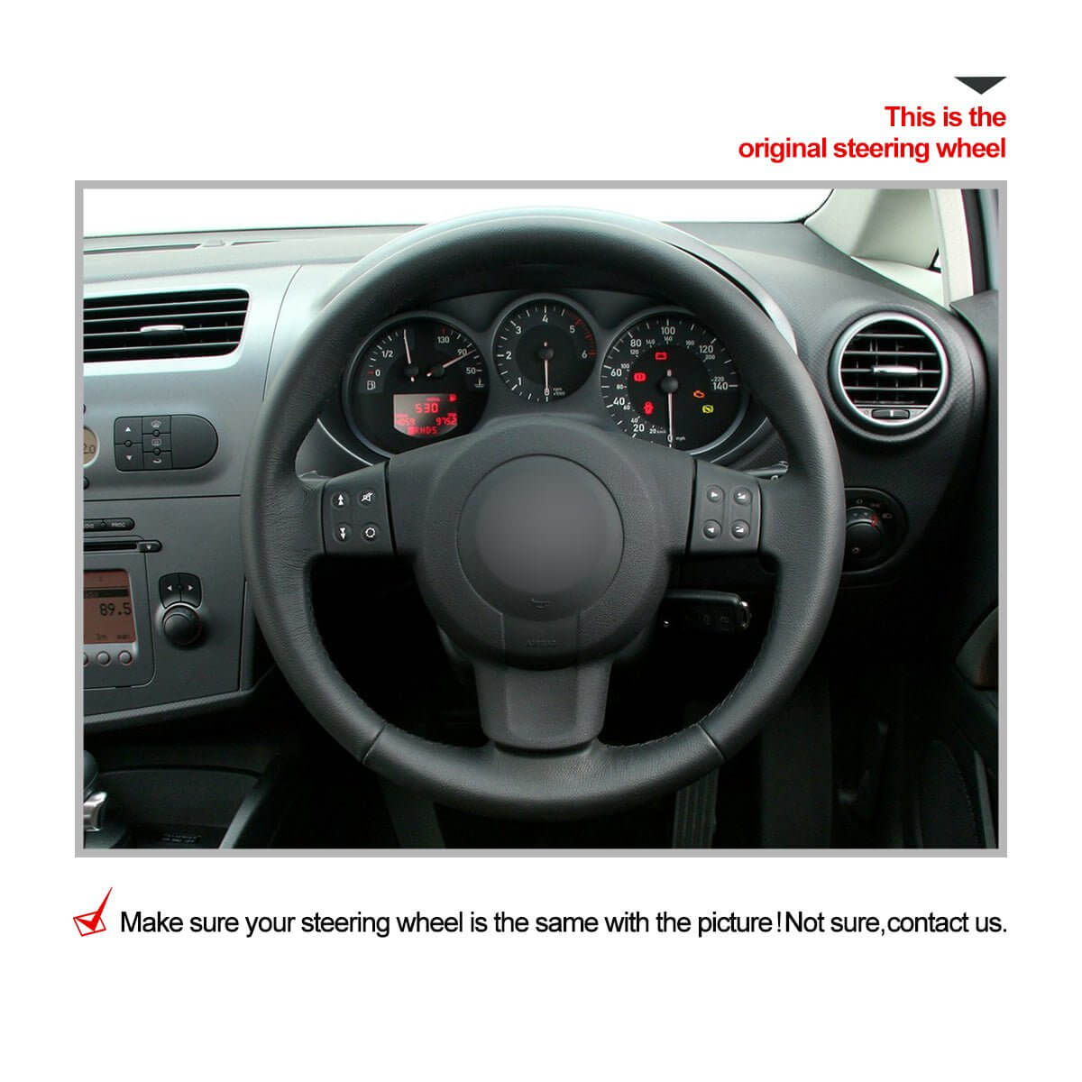 MEWANT Steering Wheel Cover for Seat Leon Ibiza Altea XL Toledo 2004 - 2009 - Alcantara, Leather, Carbon Fiber, Easy Install, Non - Slip, Best Steering Wheel Cover