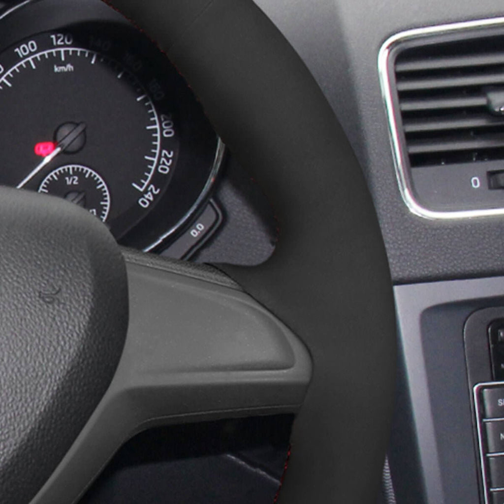 MEWANT Steering Wheel Cover for Skoda Citigo 2013 - 2019 Fabia 2013 - 2019 Yeti 2014 - 2019 - Alcantara, Leather, Carbon Fiber, Easy Install, Non - Slip, Best Steering Wheel Cover