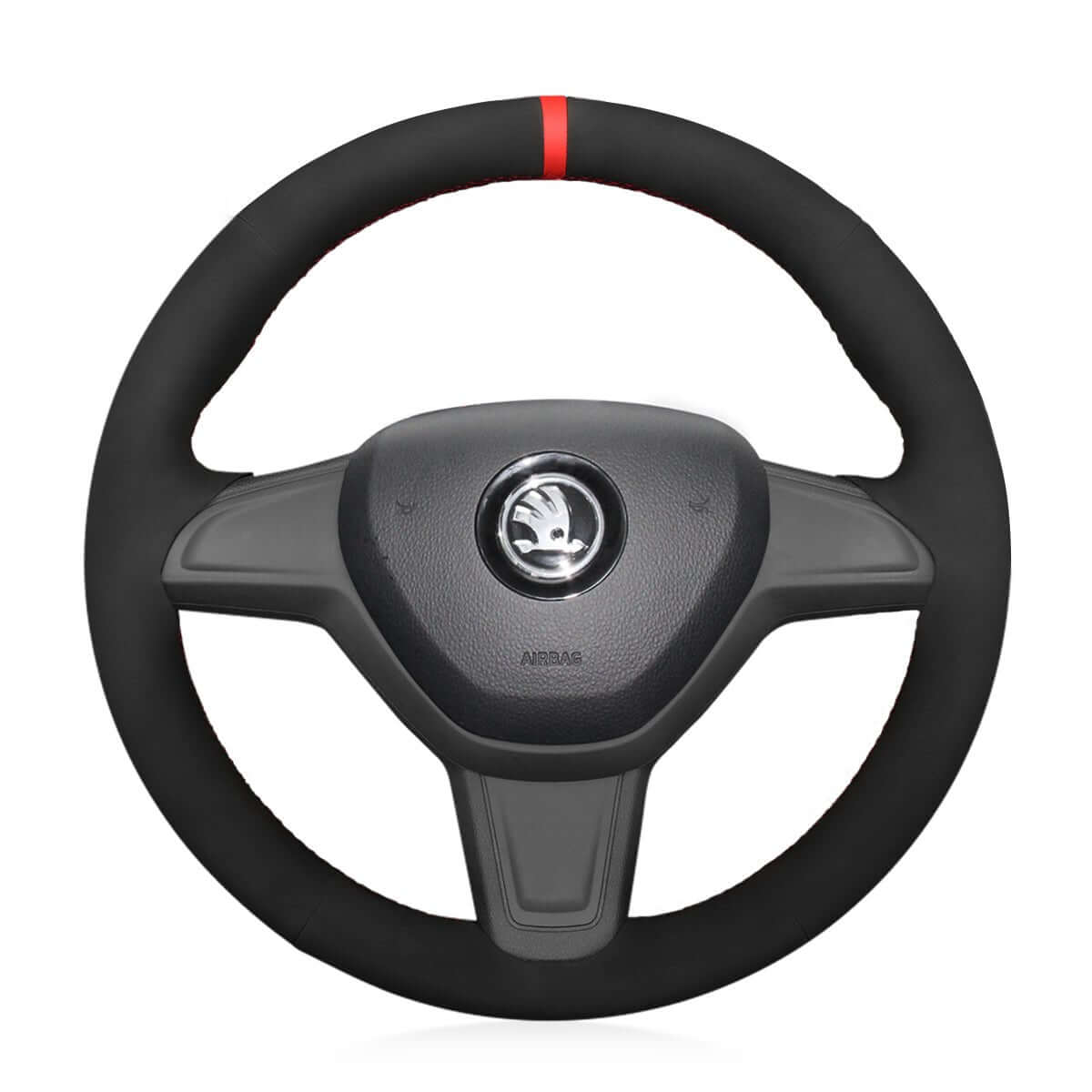 MEWANT Steering Wheel Cover for Skoda Citigo 2013 - 2019 Fabia 2013 - 2019 Yeti 2014 - 2019 - Alcantara, Leather, Carbon Fiber, Easy Install, Non - Slip, Best Steering Wheel Cover