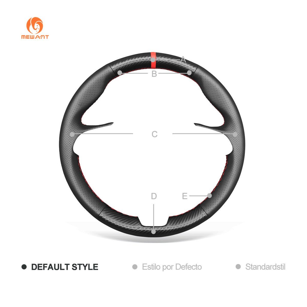 MEWANT Steering Wheel Cover for Skoda Citigo Fabia Karoq Roomster Octavia Superb Yeti Kodiaq Scala 2013 - 2019 - Alcantara, Leather, Carbon Fiber, Easy Install, Non - Slip, Best Steering Wheel Cover