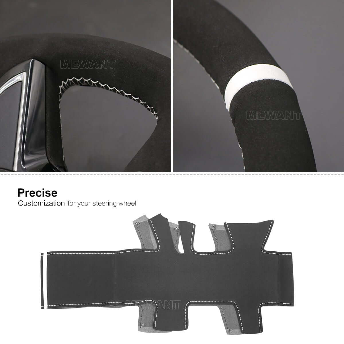 MEWANT Steering Wheel Cover for Skoda Citigo Fabia Superb Roomster Rapid Octavia 2012 - 2015 - Alcantara, Leather, Carbon Fiber, Easy Install, Non - Slip, Best Steering Wheel Cover