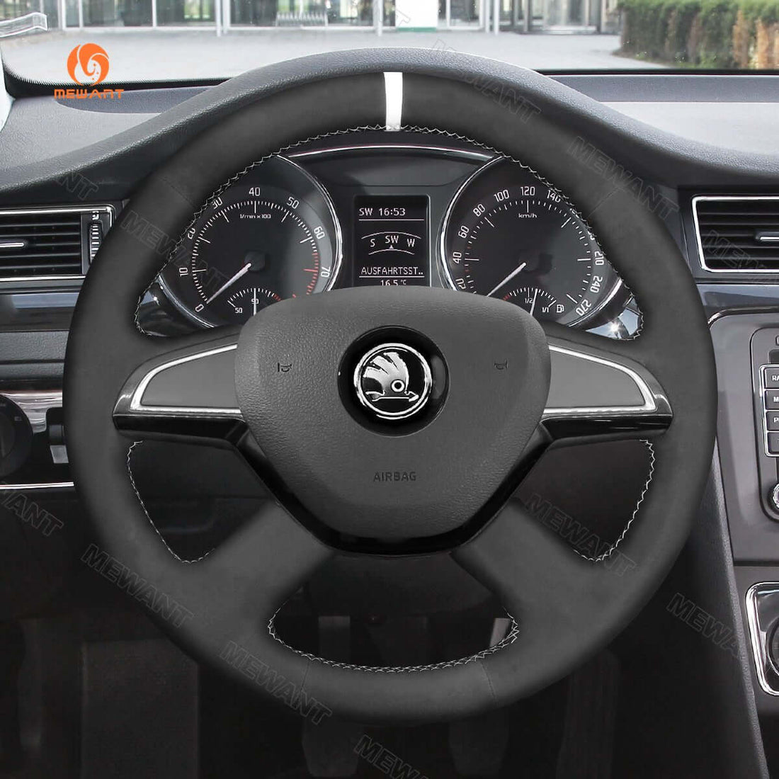 MEWANT Steering Wheel Cover for Skoda Citigo Fabia Superb Roomster Rapid Octavia 2012-2015