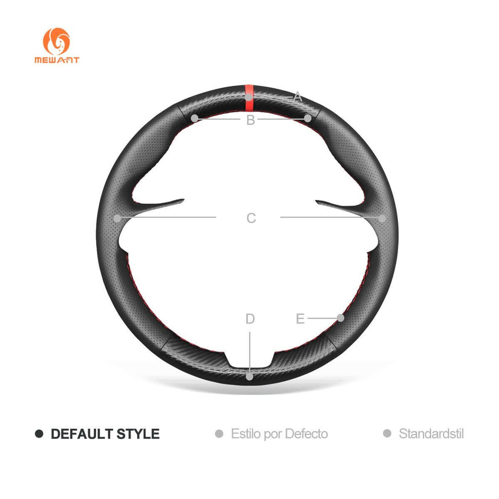 MEWANT Steering Wheel Cover for Skoda Octavia Fabia Rapid Spaceback Superb 3 - Spoke 2016 - 2017 - Alcantara, Leather, Carbon Fiber, Easy Install, Non - Slip, Best Steering Wheel Cover
