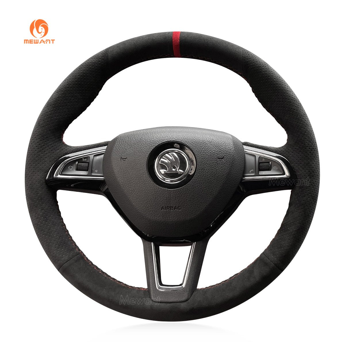 MEWANT Steering Wheel Cover for Skoda Octavia / Fabia / Rapid Spaceback / Superb (3 - Spoke) - Mewant Cover