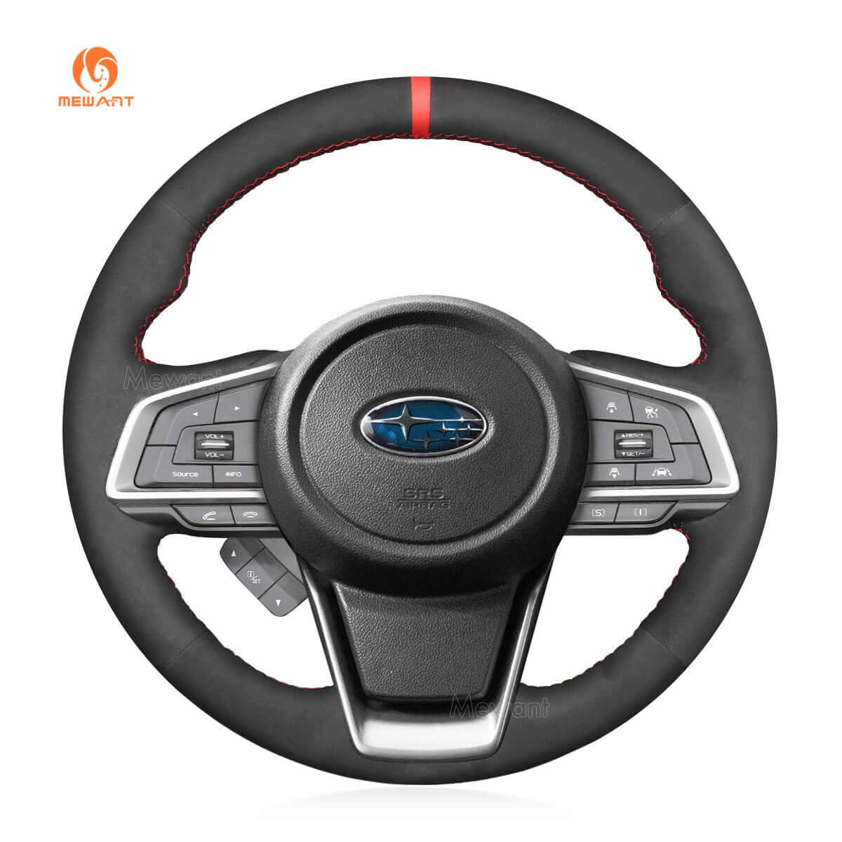 MEWANT Steering Wheel Cover for Subaru Forester Ascent Crosstrek Impreza Legacy Outback 2017 - 2026 - Alcantara, Leather, Carbon Fiber, Easy Install, Non - Slip, Best Steering Wheel Cover