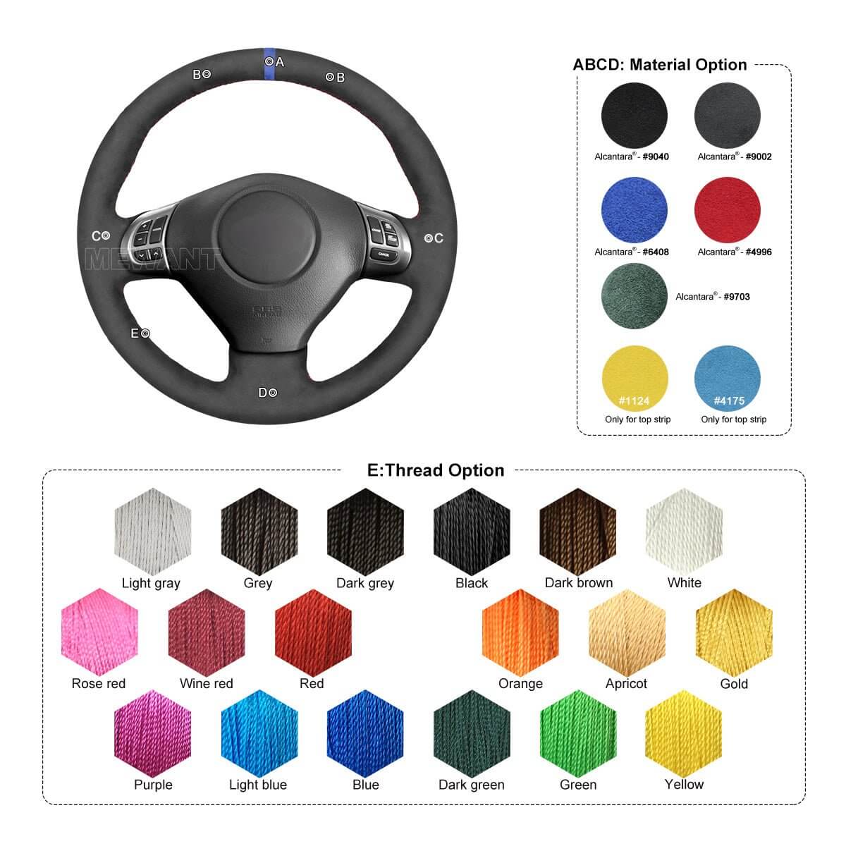 MEWANT Steering Wheel Cover for Subaru Forester Impreza Legacy Outback Exiga 2008 - 2014 - Alcantara, Leather, Carbon Fiber, Easy Install, Non - Slip, Best Steering Wheel Cover