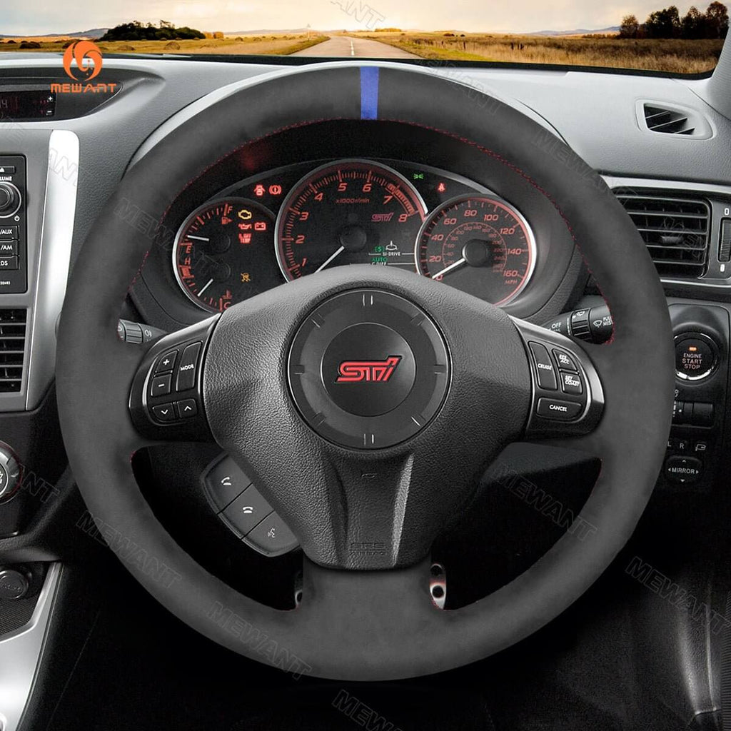 MEWANT Steering Wheel Cover for Subaru Forester Impreza Legacy Outback WRX STI Exiga 2008 - 2014 - Alcantara, Leather, Carbon Fiber, Easy Install, Non - Slip, Best Steering Wheel Cover