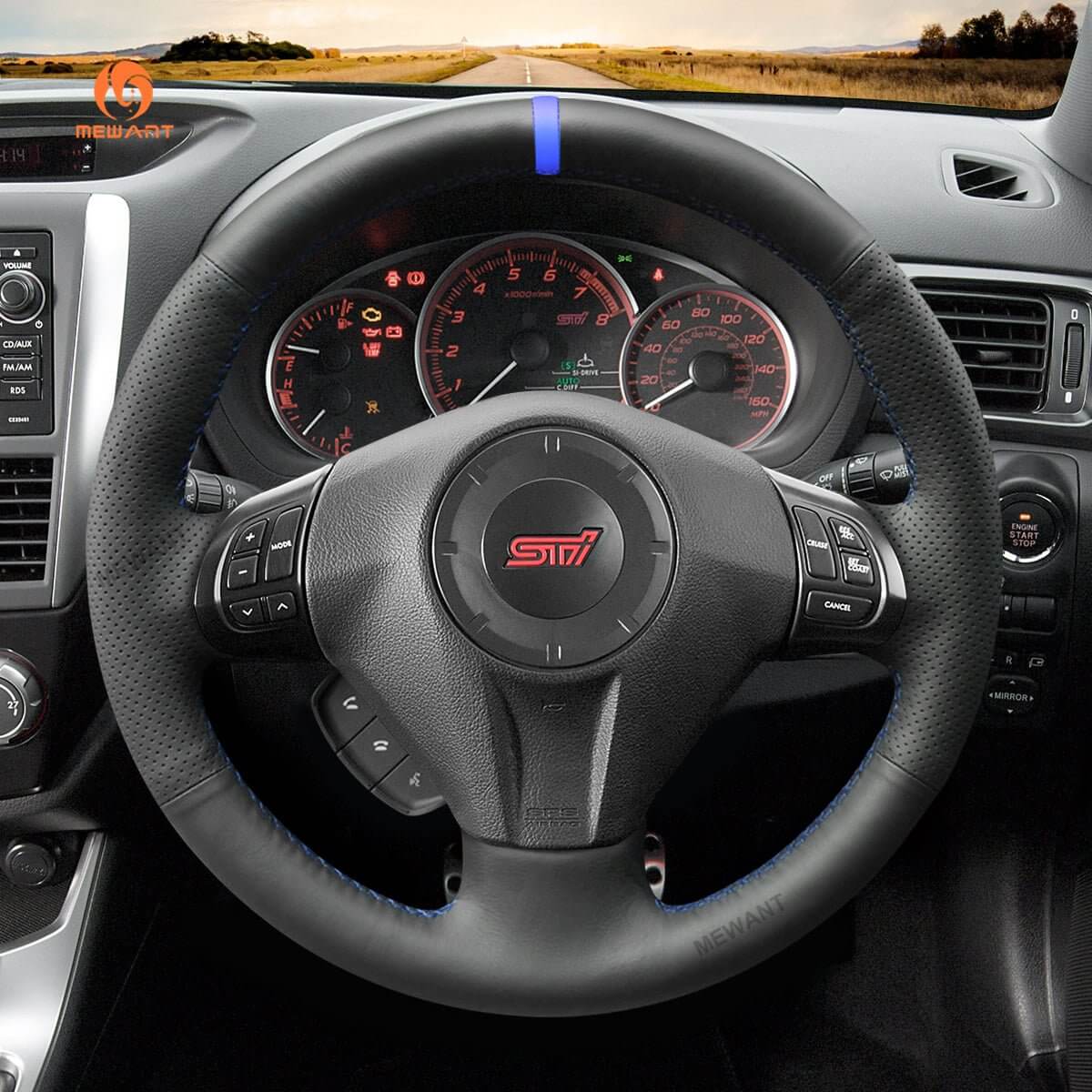 MEWANT Steering Wheel Cover for Subaru Forester Impreza Legacy Outback WRX STI Exiga 2008 - 2014 - Alcantara, Leather, Carbon Fiber, Easy Install, Non - Slip, Best Steering Wheel Cover