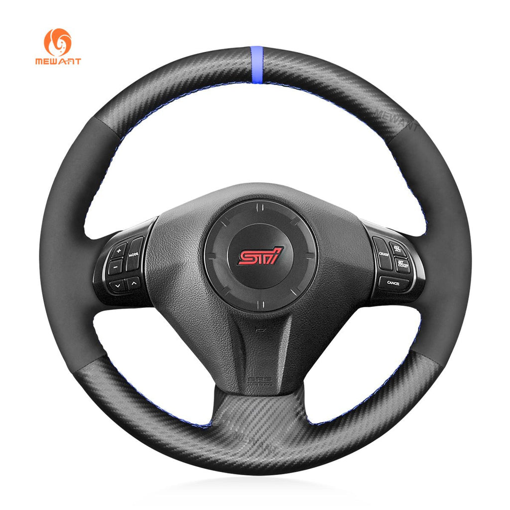 MEWANT Steering Wheel Cover for Subaru Forester Legacy Outback Impreza WRX STI Exiga 2008 - 2014 - Alcantara, Leather, Carbon Fiber, Easy Install, Non - Slip, Best Steering Wheel Cover
