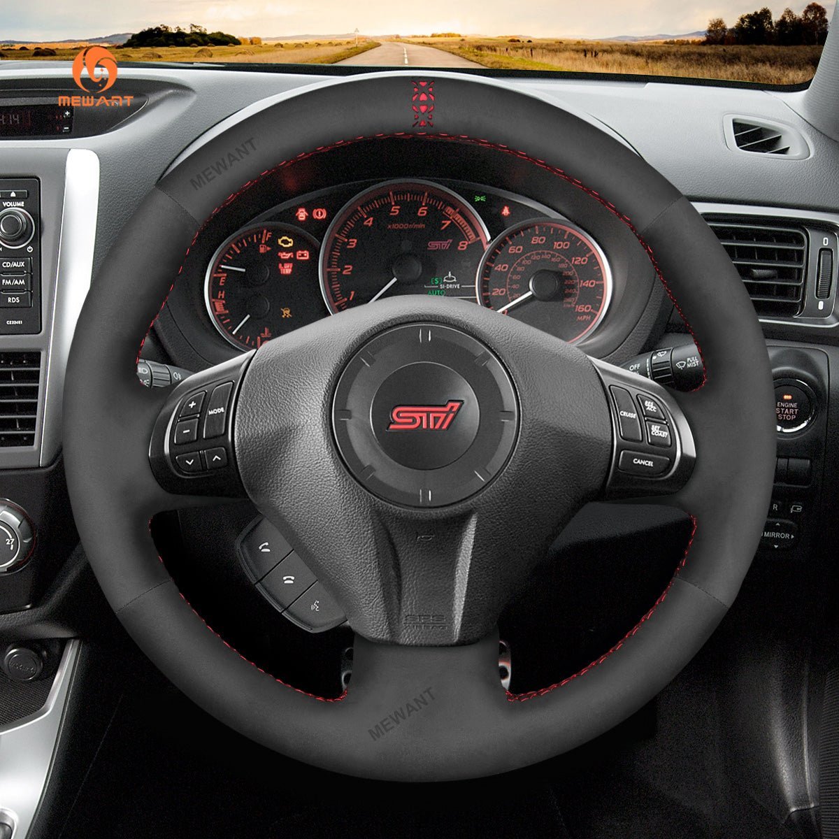 MEWANT Steering Wheel Cover for Subaru Forester Legacy Outback Impreza WRX STI Exiga 2008 - 2014 - Alcantara, Leather, Carbon Fiber, Easy Install, Non - Slip, Best Steering Wheel Cover