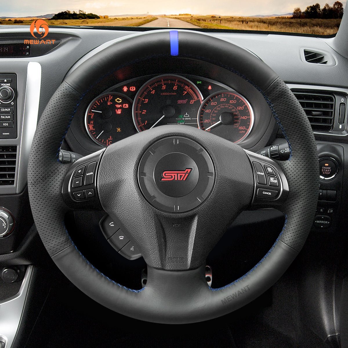 MEWANT Steering Wheel Cover for Subaru Forester Legacy Outback Impreza WRX STI Exiga 2008 - 2014 - Alcantara, Leather, Carbon Fiber, Easy Install, Non - Slip, Best Steering Wheel Cover