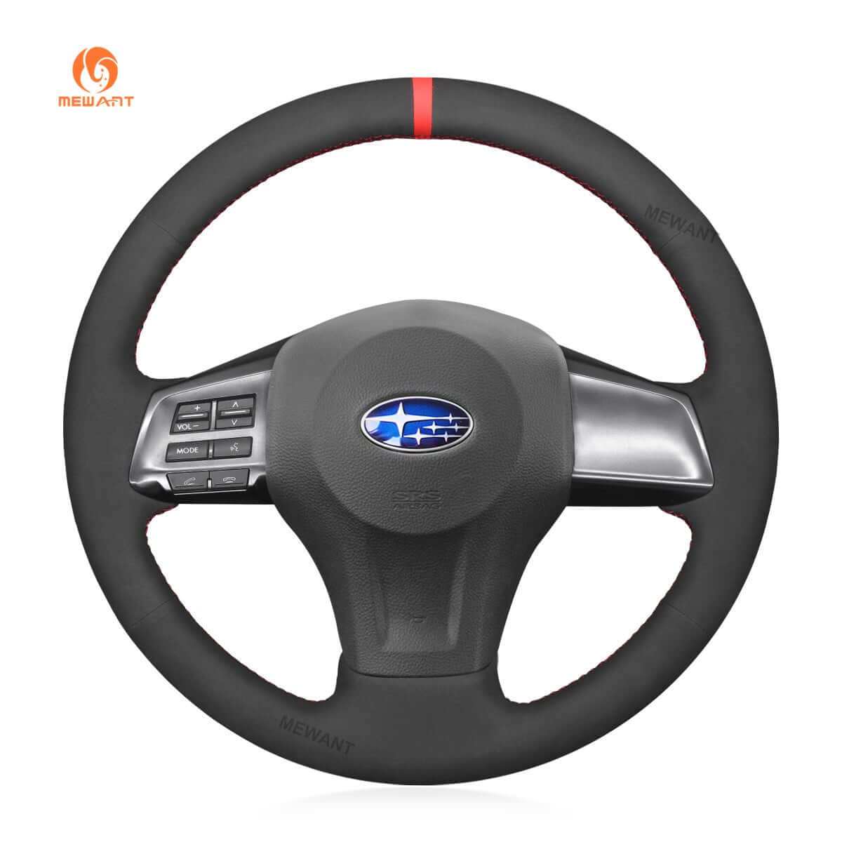 MEWANT Steering Wheel Cover for Subaru Forester Legacy Outback XV Crosstrek Impreza 2012 - 2016 - Alcantara, Leather, Carbon Fiber, Easy Install, Non - Slip, Best Steering Wheel Cover