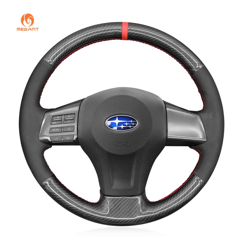 MEWANT Steering Wheel Cover for Subaru Forester Legacy Outback XV Crosstrek Impreza 2012 - 2016 - Alcantara, Leather, Carbon Fiber, Easy Install, Non - Slip, Best Steering Wheel Cover