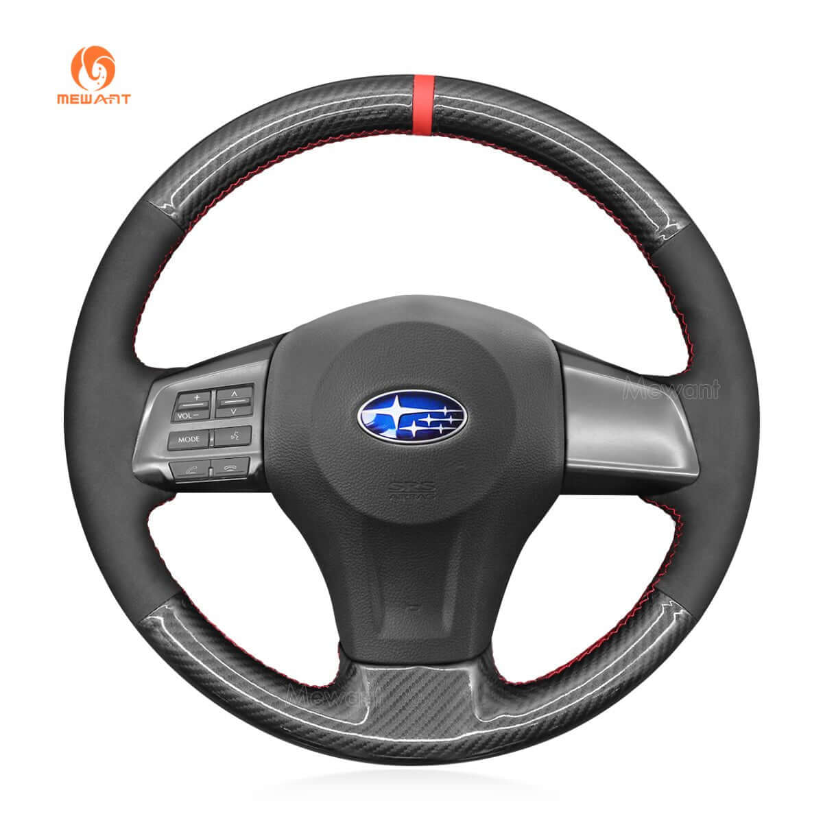 MEWANT Steering Wheel Cover for Subaru Forester Legacy Outback XV Crosstrek Impreza 2012 - 2016 - Alcantara, Leather, Carbon Fiber, Easy Install, Non - Slip, Best Steering Wheel Cover